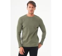 ORGANICATION Geripptes Langarmshirt aus Bio-Baumwolle KHAKI L