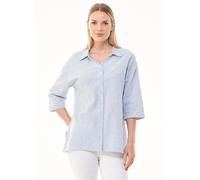 ORGANICATION Gestreiftes Hemdbluse aus Leinen-Bio-Baumwolle Mix BLUE/WHITE STRIPED XS