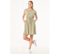 ORGANICATION Gestreiftes Jerseykleid aus Bio-Baumwolle und Leinen Grün(Olive) M
