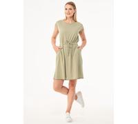 ORGANICATION Gestreiftes Jerseykleid aus Bio-Baumwolle und Leinen Grün(Olive) S