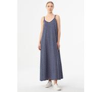 ORGANICATION Gestreiftes Jerseykleid aus Bio-Baumwolle und Leinen NAVY/LAVENDER FOG XS