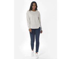 ORGANICATION Gestreiftes Longsleeve T-Shirt aus Bio-Baumwolle und Leinen Weiẞ(Off White) L
