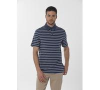 ORGANICATION Gestreiftes Poloshirt aus Bio-Baumwolle und Leinen Blau(Navy) XL