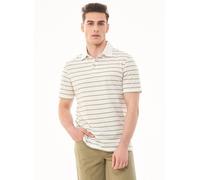 ORGANICATION Gestreiftes Poloshirt aus Bio-Baumwolle und Leinen Weiß(Off White) XXL