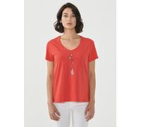 ORGANICATION T-Shirt aus Bio-Baumwolle mit Blumen-Print RED M