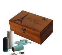 Organizer für Nähkörbe aus Holz - Nadelbox 21,5 x 13,5 x 9 cm, Behälter mit Scharnierdeckel | vereinfachter Behälter für DIY-Nähzubehör Inhalt