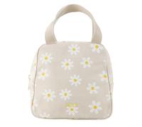 Organizer Tasche groß mit Innenfächern - Reise Kulturbeutel zum Aufhängen & Kosmetiktasche - Damen, Herren & Kinder - GOTS, Grüner Punkt Zertifiziert - 4 Liter (Greige/Daisy Print)