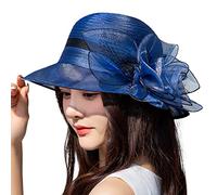 Organzahut Damen Sonnenhut Blumen Sommerhut Frauenorganza Hut Strandhut Sonnenschutz, Elegante Party Hut Netz Organzahut Kopfschmuck Braut Hochzeit Sonnenhüte Bowler Hut Fascinator (Blue, One Size)