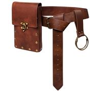 Orgoue Renaissance-Zubehör, Ren Faire Zubehör Leder Gürteltasche Hüfttasche Mittelalter Wikinger Renaissance Gürtel (3 Stück), Braun, Einheitsgröße, modisch