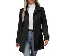 Orgrul Damen Winterjacke Übergangsjacke Mantel Lang Jacke Frühling Winter Damen Jacken Elegant Knopfleiste Gürtel Design Klassisch Figurbetont Outfits für Alltag Büro Reisen