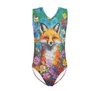 ORGYPET Mädchen-Badebekleidung für 3-14 Jahre, Cartoon-Badeanzug, Mädchen-Badeanzug, Gymnastikanzug, fuchs, 7-8 Jahre