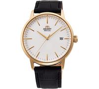 Orient Automatik Herren Armbanduhr aus Edelstahl und Leder in der Farbe Gold-weiß, Gehäuse 40 mm, wasserdichte: 10 ATM, RA-AC0E03S10B