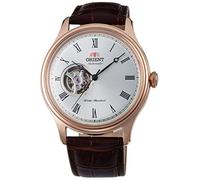 Orient Automatik Herren Armbanduhr aus Edelstahl und Leder in der Farbe Roségold-Braun 43mm, Wasserdichtigkeit: 5Bar, FAG00001S0