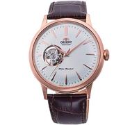 Orient Automatik Herren Armbanduhr aus Edelstahl und Leder in der Farbe Roségold-Weiß-Braun 41mm, Wasserdichtigkeit: 3Bar, RA-AG0001S10B