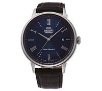 Orient Automatik Herren Armbanduhr aus Edelstahl und Leder in der Farbe Schwarz-blau, Gehäuse 42 mm, wasserdichte: 5 ATM, RA-AC0J05L10B