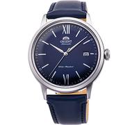 Orient Automatik Herren Armbanduhr aus Edelstahl und Leder in der Farbe Silber-Blau 41mm, Wasserdichtigkeit: 3Bar, RA-AC0021L10B