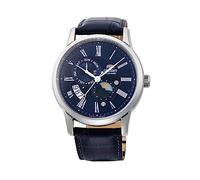 Orient Automatik Herren Armbanduhr aus Edelstahl und Leder in der Farbe Silber-Blau 42mm, Wasserdichtigkeit: 5Bar, RA-AK0011D10B