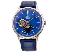 Orient Automatik Herren Armbanduhr aus Edelstahl und Leder in der Farbe Silber-Blau 42mm, Wasserdichtigkeit: 3Bar, RA-AS0103A10B