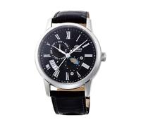 Orient Automatik Herren Armbanduhr aus Edelstahl und Leder in der Farbe Silber-Schwarz 43mm, Wasserdichtigkeit: 5Bar, RA-AK0010B10B