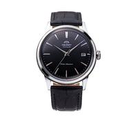 Orient Bambino mechanisch (38 mm), schwarzes Zifferblatt/schwarzes Leder RA-AC0M02B10B