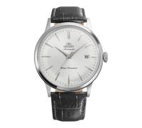 Orient Bambino RA-AC0031S30B 40,5 mm automatische mechanische Herrenuhr, weißes Zifferblatt, Edelstahlgehäuse, braunes Lederarmband, gewölbtes Mineralkristall und Datumsanzeige