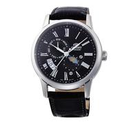 Orient Classic Sun & Moon AK00 Herren-Armbanduhr, automatisch, manuell aufziehbar, elegant, Leder schwarz, Klassisch