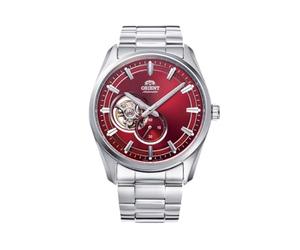 Orient Halb-Skeleton-Armbanduhr mit automatischer/handaufziehender Uhr mit Saphirglas, Rot/Ausflug, einfarbig (Getaway Solids)
