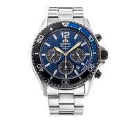 Orient Mako Solar 20th Anniversary Blue Dial Steel Bracelet Men's Watch RA-TX0208L10B, blau, Armband