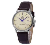 Orient Classic Bambino Classic - Herrenuhr Automatik und manuelle Aufziehung, mechanisch, klassisch, braunes Lederarmband, Gehäuse aus Edelstahl, analoges Zifferblatt gelb - RA-AC0033Y