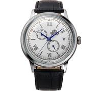 Orient RA-AK0701S Herren Bambino Version 8 Lederband weißes Zifferblatt Multifunktions Automatikuhr, Weiss/opulenter Garten, Automatikuhr