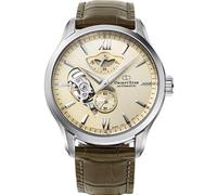 Orient Star RE-AV0B10G00B Herren-Armbanduhr mit goldfarbenem Zifferblatt und champagnerfarbenem Zifferblatt und Lederarmband, Braun, Kleid