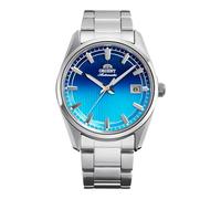 Orient Stretto RA-AC0R09L30B 38,5 mm automatische mechanische Unisex-Armbanduhr - blaues Zifferblatt, Gehäuse und Armband aus Edelstahl, Datumsanzeige, limitierte Auflage