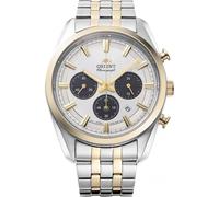 Orient Stretto Solar-Chronograph, 40 mm, weißes Zifferblatt, Stahlband, weiß, Klassisch