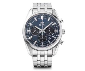 Orient Stretto Solar-Chronograph, 43 mm, marineblaues Zifferblatt, Stahlband, Herrenuhr RA-TX0303L10B sollte sagen: Orient Stretto Solar Chronograph 40 mm marineblaues Zifferblatt Stahlband Herrenuhr
