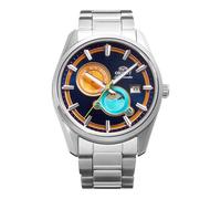 Orient Stretto Sun & Moon Limited Edition RA-AK0316L30B 41,5 mm automatische mechanische Herrenuhr - blaues Zifferblatt, Gehäuse und Armband aus Edelstahl, Saphirglas, Ausstellungsgehäuse und