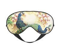 Orientalische Augenmaske mit Pfau auf Blumenbaum, doppelseitig, weich, verdunkelnd, Entspannung, Nulldruck, Nachtschlaf-Augenmaske
