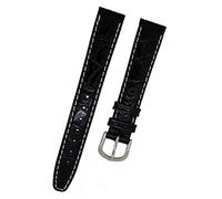 Orig.FORTIS Uhrenarmband LEDER schwarz mit weißer Naht KROKO 16mm 8819