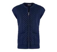 Original Aran Company Herren Aran Zopfstrickweste 100% Merinowolle (XXL, Marine)
