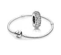 Original Pandora Geschenkset - 1 Silber Armband 590702HV-19 + 1 Silber Zwischenelement 791359CZ Pavé-Inspiration