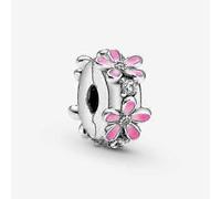 Original Pandora S925 Sterling Silber Clip-Charm für Damen und Herren, rosa Gänseblümchen (PrettyJ)