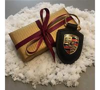 ORIGINAL Porsche Schlüsselanhänger SCHWARZ Leder mit Wappen WAP0500900E