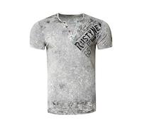Original Rusty Neal T-Shirt Rundhals X V-Neck Shirt Verwaschen Vintage Oil Washed S-3XL 240, Farbe:Grau, Größe:S