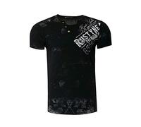 Original Rusty Neal T-Shirt Rundhals X V-Neck Shirt Verwaschen Vintage Oil Washed S-3XL 240, Farbe:Schwarz, Größe:3XL