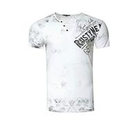 Original Rusty Neal T-Shirt Rundhals X V-Neck Shirt Verwaschen Vintage Oil Washed S-3XL 240, Farbe:Weiß, Größe:3XL