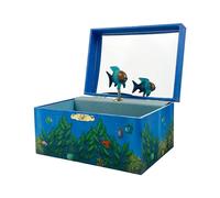 Trousselier 6291066 Schmuckkästchen für Kinder, Regenbogenfisch, Spieluhr mit Musik und Tanzender Figur, nachtleuchtend, Blau