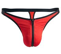 Orion Herren String - sexy Slip für Männer, mit Reißverschluss und Jock-Strap, für EIN angenehmes und rutschfestes Tragegfühl, rot/schwarz (XXL)