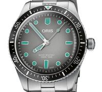 Oris Divers Sixty-Five Glow Grey Dial 40 mm Herren-Armbanduhr Analog Automatik mit Edelstahlband 01 733 7707 4053-07 8 20 18