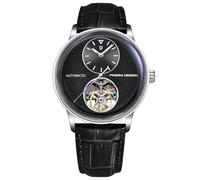 Orizontime Pagani Design Automatische mechanische Uhren für Herren, 42 mm Zifferblatt, Lederband, Silber, blau, Luxuriös (Silber Schwarz)