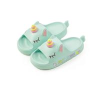 OrJana Einhorn-Sandalen, rutschfeste Pool-Hausschuhe, Sommerschuhe, wasserdichte Clogs, Blaugrüne Slide, 37/38 EU