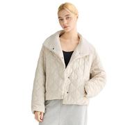 Orolay Damen Oversized Steppjacke Cropped Puffer Mantel Leichte Casual Kurze Oberbekleidung mit Taschen, Beige, L